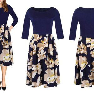 Haute Edition Women'S Retro 3/4 Sleeve Easte Dress